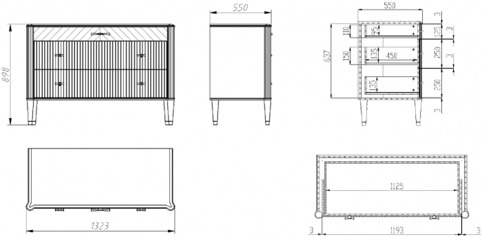 Модульная спальня "Тиволи" из массива дуба - Латте (лак)