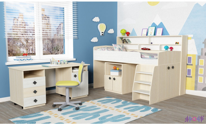 Кровать-чердак Малыш 5 (Винтерберг/Ирис)