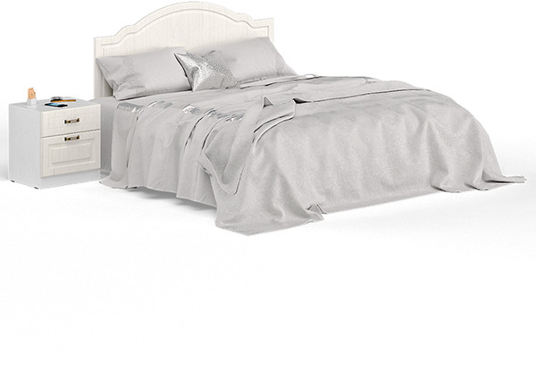 Ливерпуль Кровать 11.08 + основание + ножки + Тумба 08.146, ясень ваниль/белый