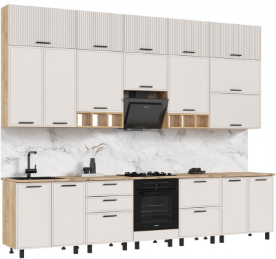 Кухня Бьянка 3,4/1350м (с элементами Люкс класса), Крафт золотой/Кашемир