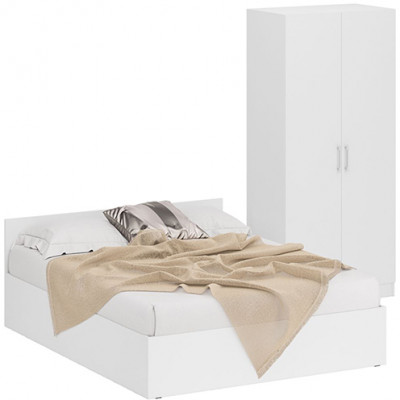 Кровать 1600 + Шкаф 2-х створчатый Стандарт, белый