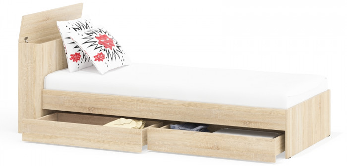 Ксения Кровать с ящиками 0900, дуб сонома