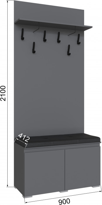 Плейона Тумба с вешалкой графит серый