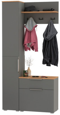 Октава Прихожая 14, серый графит/дуб крафт золотой/фасады МДФ серый графит