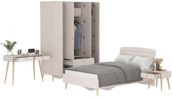 Афина Спальня 33-1200, цвет кашемир серый, сп.м. 1200х2000 мм., б/м, основание есть - фанера