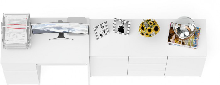 Мори компьютерный стол МС-1 левый + Комод МК1200.3, белый