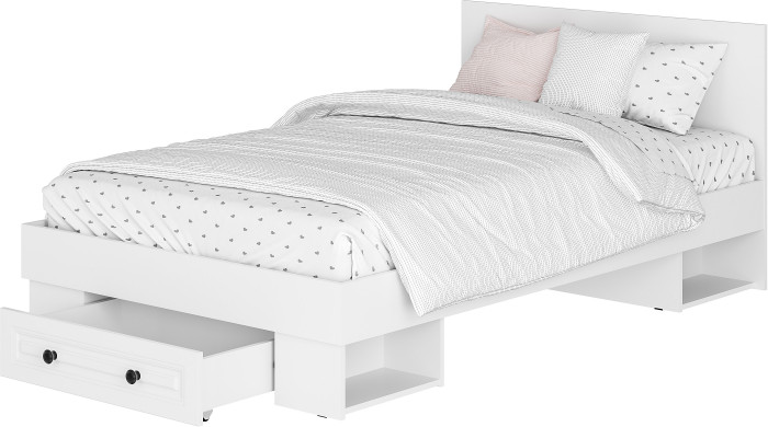 Кровать с проложками ДСП и ящиками Софт КР-06 (1,2), Белый