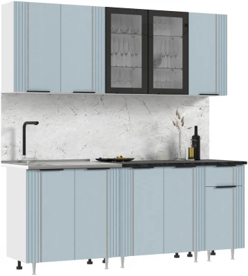 Кухня Виктория 2,0м Пластер скай/белый