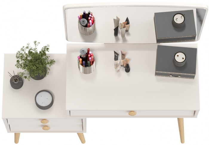 Афина Спальня 4-25901М1к.с. Трюмо, цвет кашемир серый, ШхГхВ 105х38,6х129 см., универсальная сборка, цвет ножек: тик