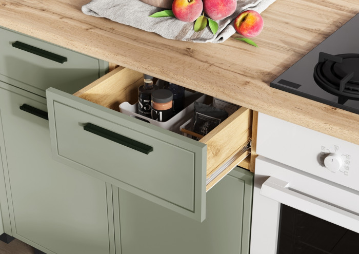 Кухня Бьянка 1,2х2,8м, Крафт золотой/Олива софт