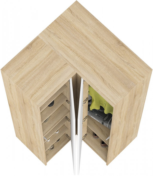 Мори Шкаф угловой МШУ960.1, цвет дуб сонома/белый, ШхГхВ 96,4х96,4х209,6 см.