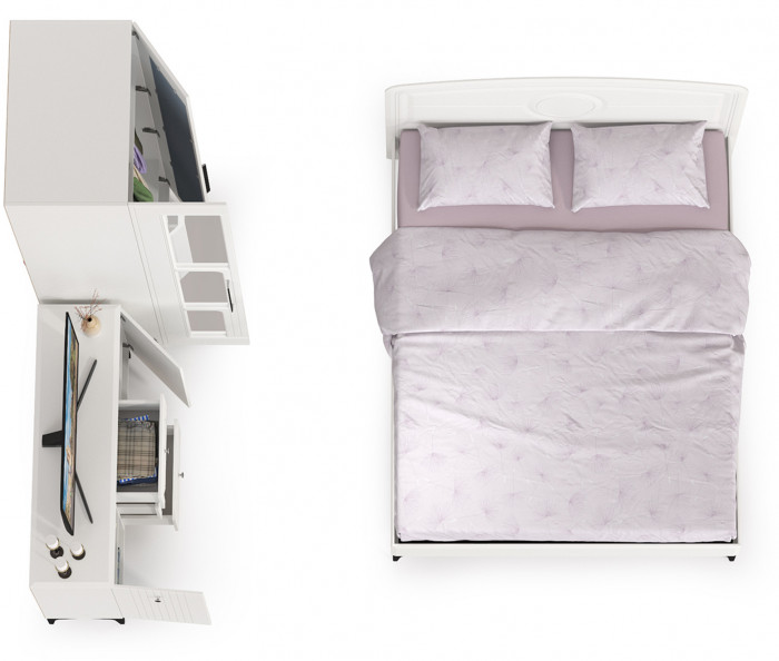 Валенсия Спальня № 17, ЛДСП белый шагрень/МДФ белый шагрень