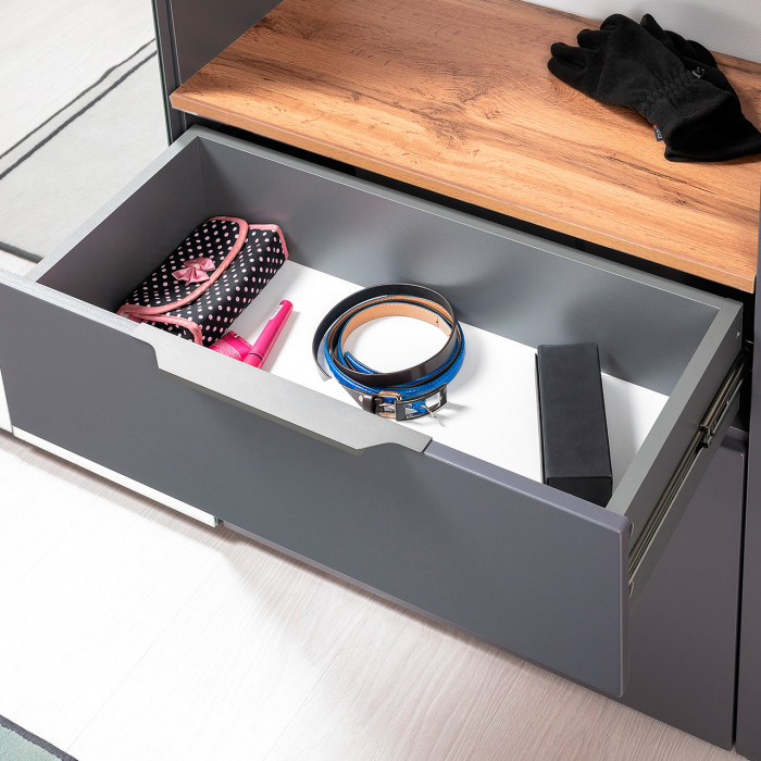 Октава Прихожая 15, серый графит/дуб крафт золотой/фасады МДФ серый графит