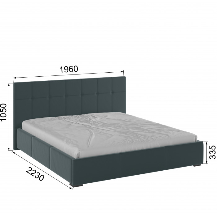 Рио Кровать интерьерная 180 серый квадрат, ортопед