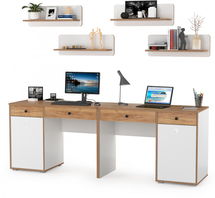 Вуди Компоновка № 02, белый премиум/дуб крафт золотой