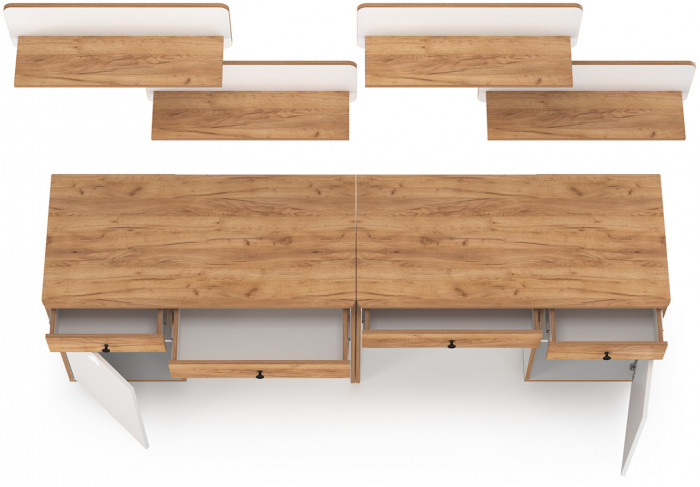 Вуди Компоновка № 02, белый премиум/дуб крафт золотой