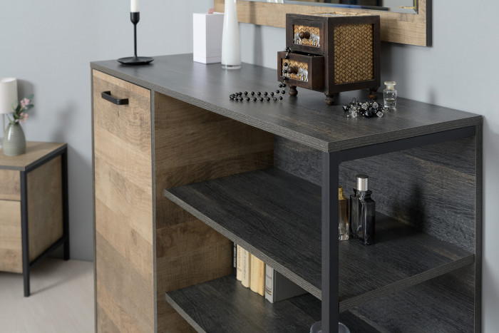 Трувор 13.307.01 Комод + 13.307.02 Комод с ящиками + 13.307.01 Комод, цвет дуб гранж песочный/интра, ШхГхВ 284х37х106,9 см., универсальная сборка