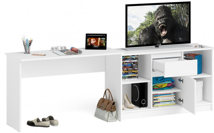 Мори письменный стол МСП1200.1 + Тумба МТВ1204.1, белый