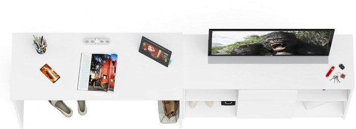 Мори письменный стол МСП1200.1 + Тумба МТВ1204.1, белый