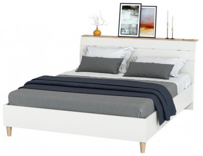 Муссон 11.41 Кровать БЕЗ ортопеда, цвет белый/дуб эндгрейн элегантный, ШхГхВ 165,6х221,7х103 см., сп. м. 1600х2000 мм., б/м, б/о