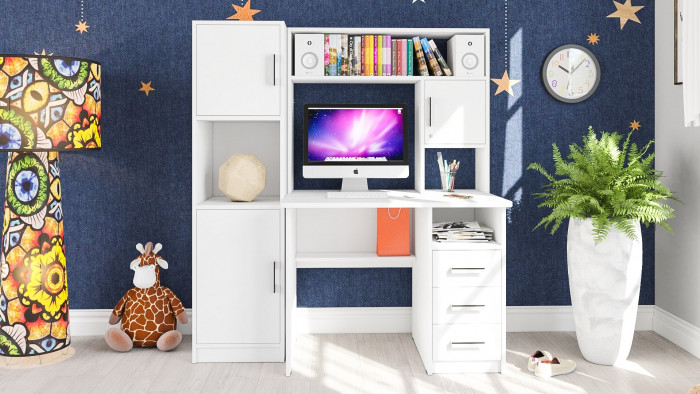 компьютерный стол С-МД-СК9+Пенал С-МД-СК9П, белый шагрень