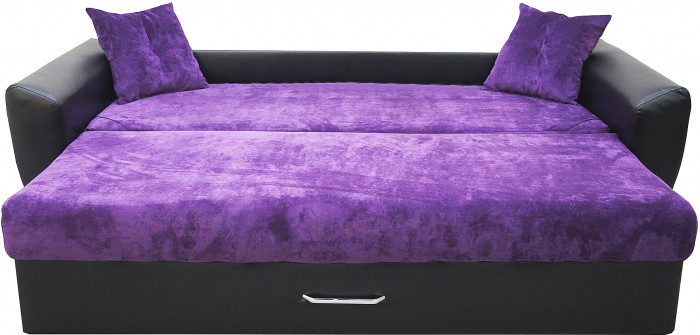 Диван еврокнижка Амстердам 160 ЛЮКС 11 ФИОЛЕТОВЫЙ ВЕЛЮР ЭКОКОЖА ЧЕРНАЯ НПБ