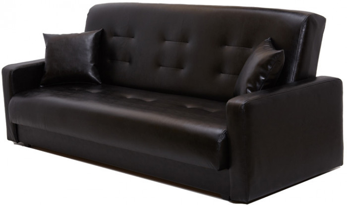 Диван-кровать Аккорд 140х190, книжка, пружинный блок, экокожа, цвет черный
