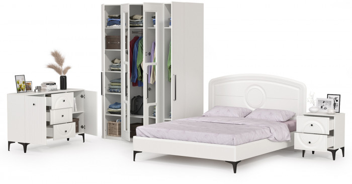 Валенсия Спальня № 31, ЛДСП белый шагрень/МДФ белый шагрень