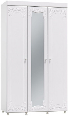 Шкаф 3-х дверный с зеркалом Италия ИТ-54 белое дерево
