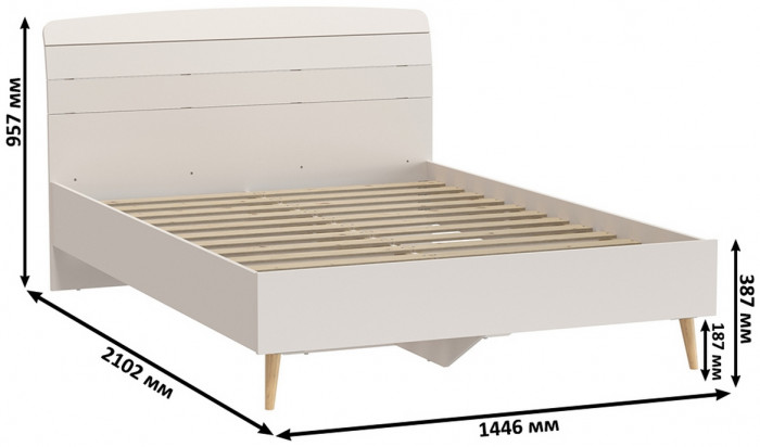 Афина Спальня 34-1400, цвет кашемир серый, сп.м. 1400х2000 мм., б/м, основание есть - фанера