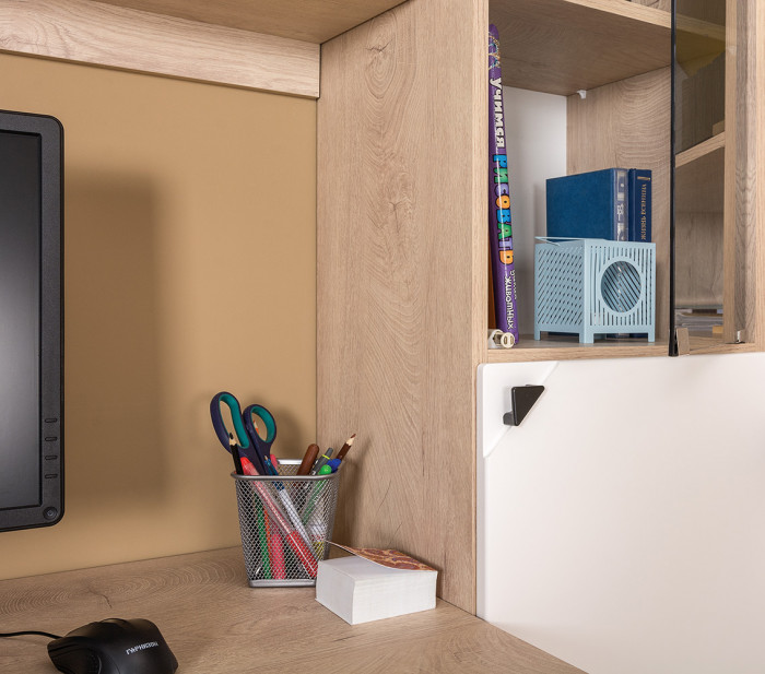 Бостон № 26, дуб эндгрейн элегантный/фасады МДФ милк рикамо софт