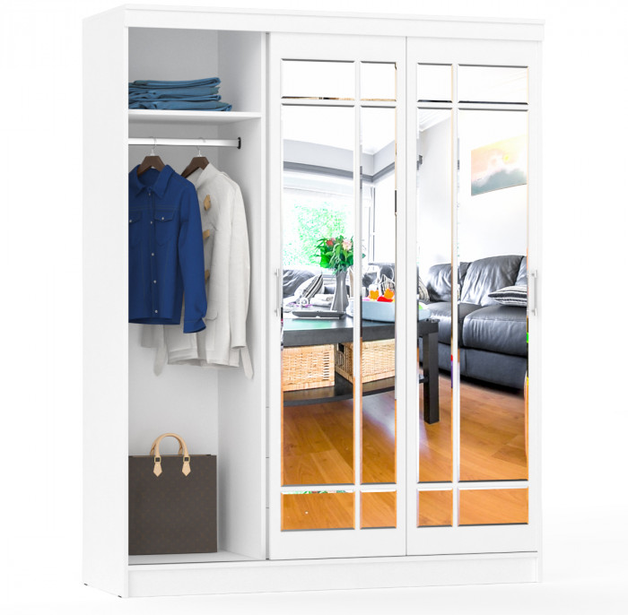 Шкаф-купе СВК-1700, цвет белый, ШхГхВ 170х61х220 см.