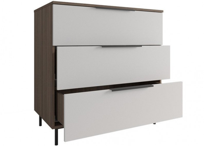 МС Роза Комод 900, Ройс+ ручка скоба 3 шт., Орех Франклин карамель/Белый скин