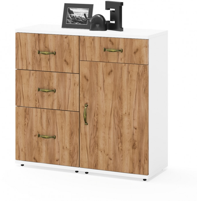 Лидер-8 Тумба МД 3.15 + Тумба МД 3.16, белый шагрень/крафт золото