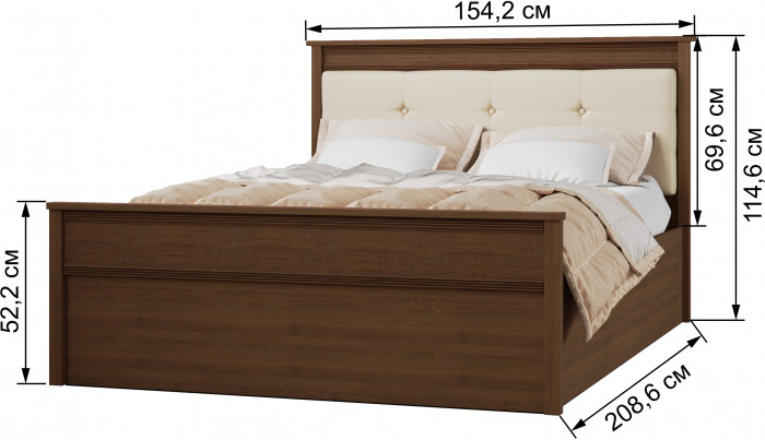 Ливорно Кровать ЛКР-1 (1,4) с настилом ДСП 2С, Орех донской