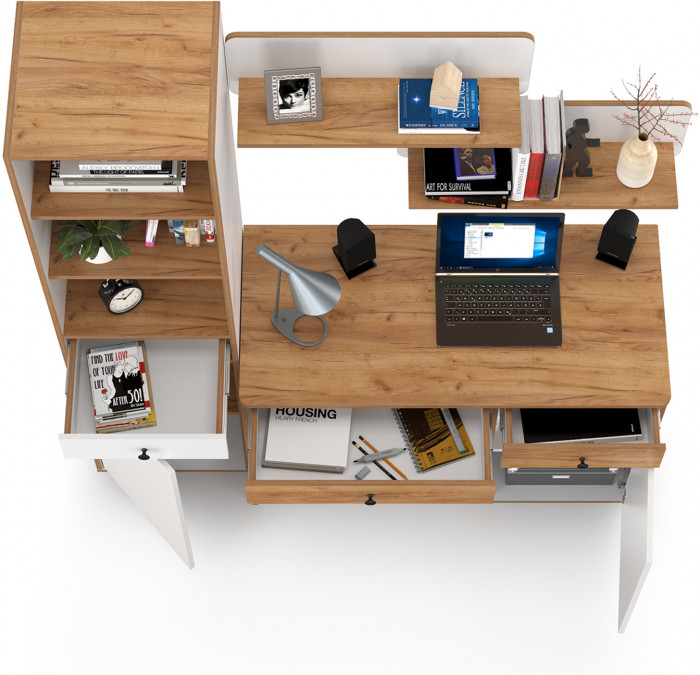 Вуди Компоновка № 04, белый премиум/дуб крафт золотой