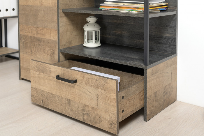 Трувор 13.307.01 Комод + 13.307.02 Комод с ящиками, цвет дуб гранж песочный/интра, ШхГхВ 175х37х106,9 см., универсальная сборка