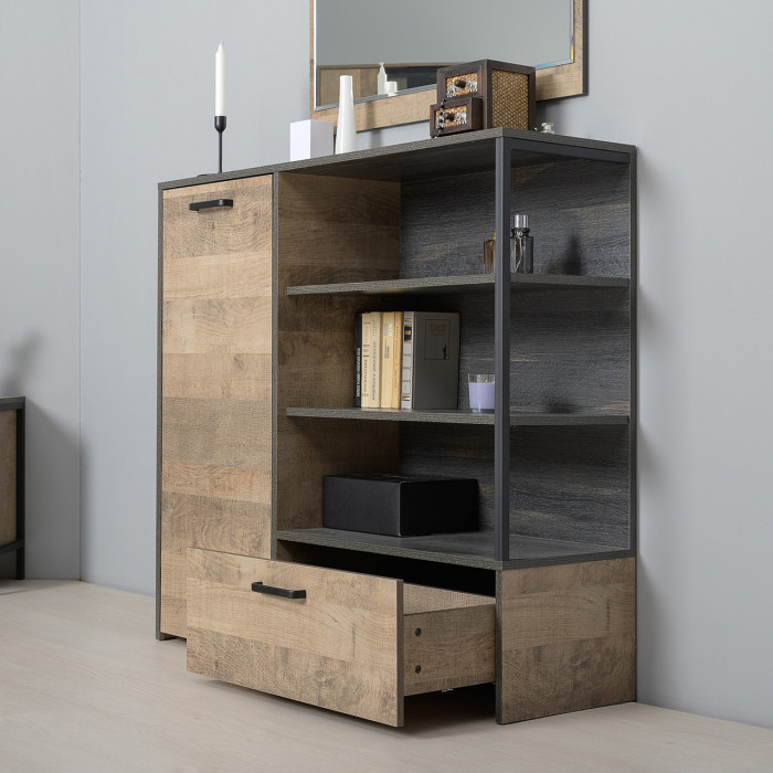 Трувор Гостиная 105, цвет дуб гранж песочный/интра, ШхГхВ 390,8х45,4х195 см., универсальная сборка