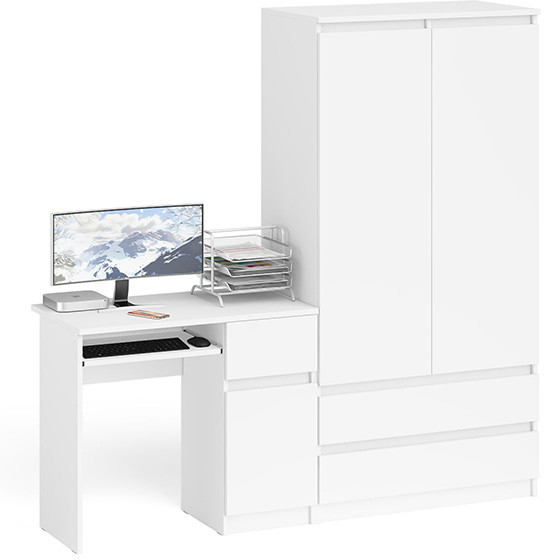 Мори компьютерный стол МС-1 правый + Шкаф МШ900.1, белый