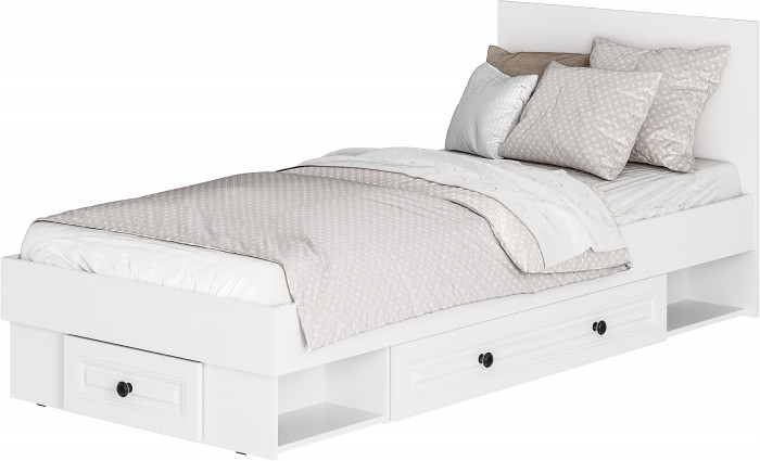 Кровать с реечным настилом и ящиками Софт КР-01 (0,9), Белый