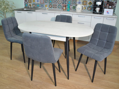 Обеденная группа Стиль-1 / Стул Х 4 шт. / Бетон белый/черный / бид 21