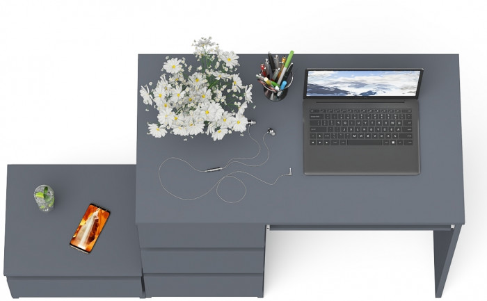 Мори компьютерный стол МС-6 левый + Тумба ТМП400.1, графит