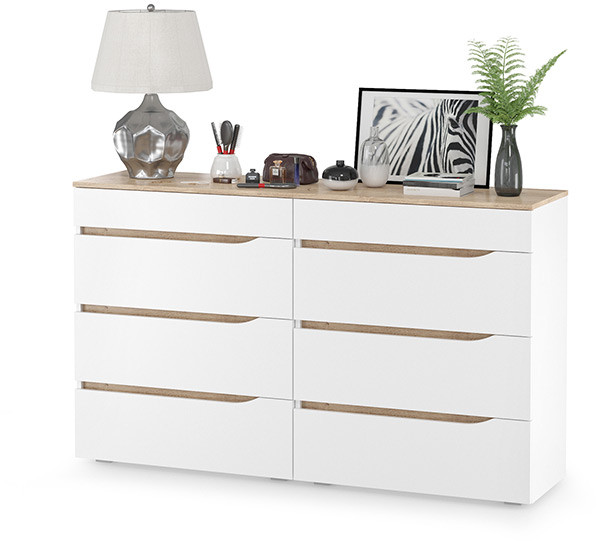 Муссон 13.97 Комод + 13.97 Комод, белый/дуб эндгрейн элегантный