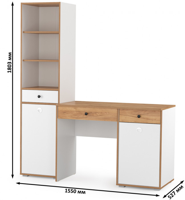 Вуди Компоновка № 06, белый премиум/дуб крафт золотой