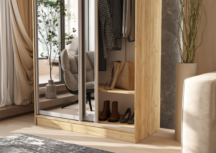 Шкаф-купе Тринити-7 (1,35 м), Дуб крафт золотой