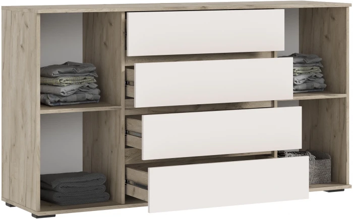 Норд Комод 2 двери 4 ящика 1600, Крафт серый/Кашемир