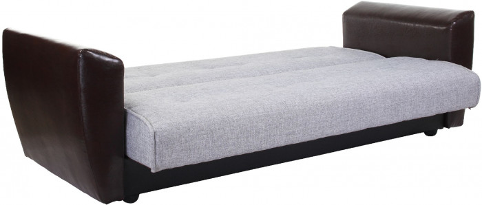 Диван-кровать Амстердам, 140х190, книжка, рогожка/экокожа, серый