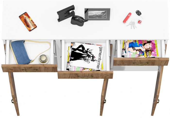 Лидер-8 Тумба МД 3.15 3 шт., белый шагрень/крафт золото