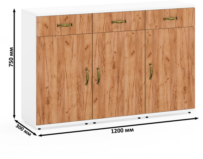 Лидер-8 Тумба МД 3.15 3 шт., белый шагрень/крафт золото