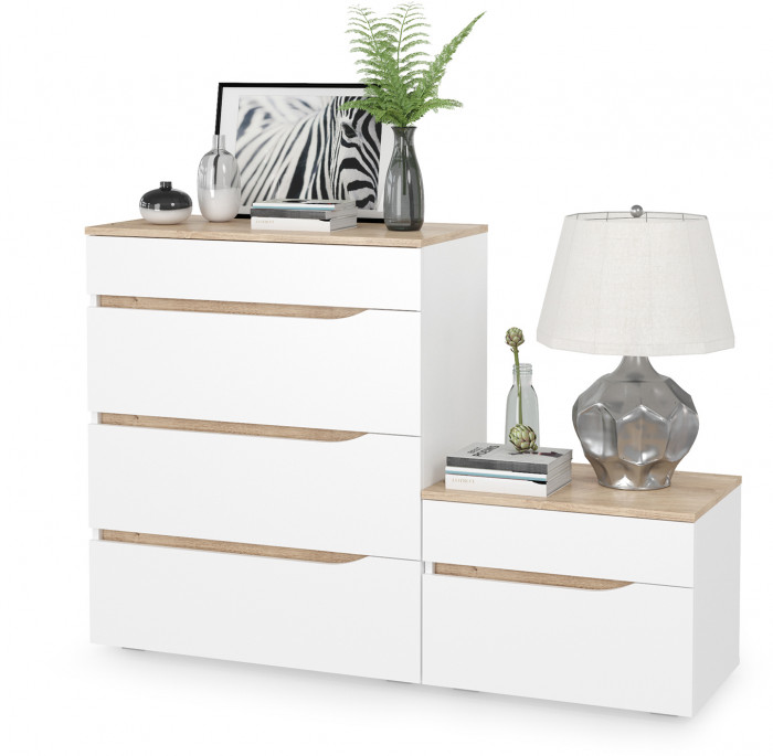 Муссон 13.97 Комод + 16.03 Тумба, белый/дуб эндгрейн элегантный